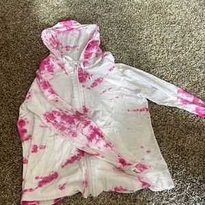 Hanes pink/white tie dye cropped sweatshirt